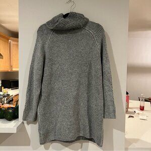 Oversized Soft Gray Cowl Turtleneck Sweater Dress Size Small